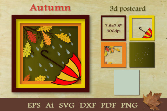 3D Postcard Autumn: Graphics for Crafts