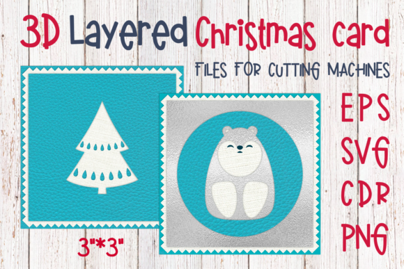 3D SVG Christmas Card with Bear for Bloggers