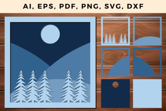 3D SVG Mountain Wall Art for Christmas
