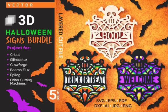 Halloween Signs 3D SVG: Graphics for Crafts