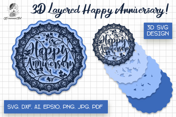 Happy Anniversary Paper Cut SVG for Crafts & Graphics