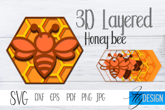 Honey Bee 3D Layered Bee Graphics & Crafts