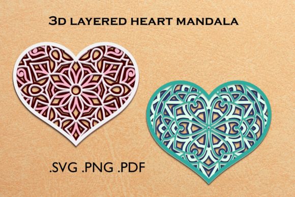 Layered Heart Mandala: Premium 3D SVG Shapes