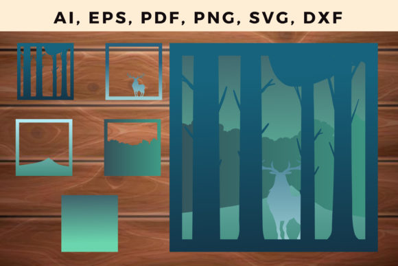 Multi Layer Forest Frame Wall Cut File Graphics & 3D Svg
