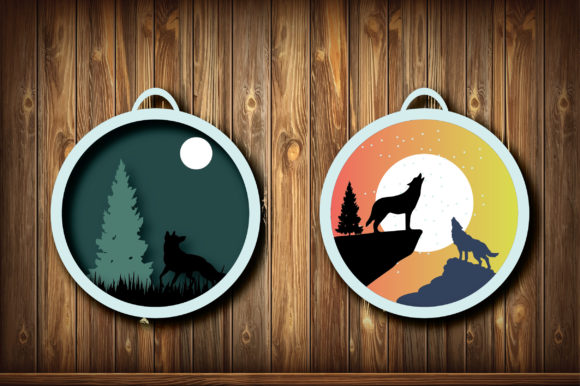 Multilayer Fox Moon Night 3D SVG for Shadow Boxes