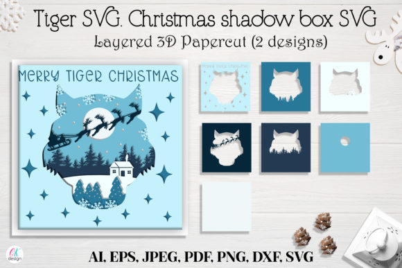 Tiger Shadow Box SVG: Premium Graphics & Templates